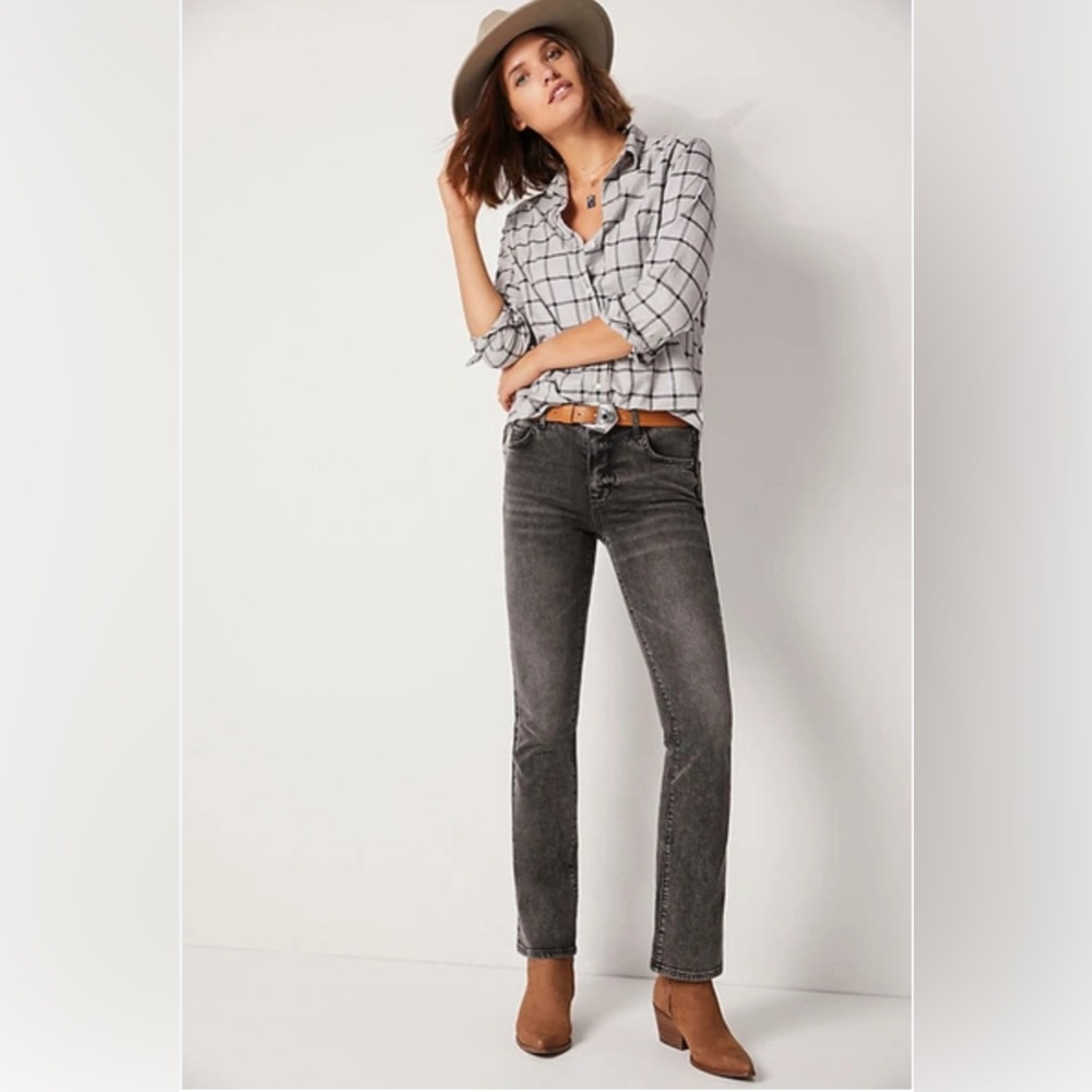 Pilcro and the Letterpress Anthropologie High Rise Bootcut Jean Black Wash Sz 27